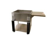 Stand Frame Stainless Steel Scheer for Cooktop. Now is easier to made your Cooktop an outdoor grill , just pick the cooktop size and match it with the Stand Frame. You have the option to add the side stand frame in stainless steel up to 2, and and black carbon steel frontal skewers holder up to 2. This unit is a mobile stand frame, very practical to move because of the castors.