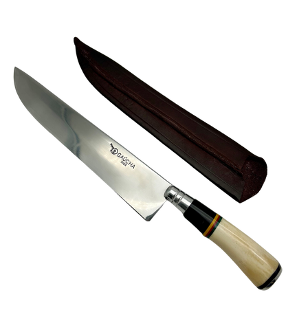 10" Gaucho Style Knife Bone and Horn Handle with Leather Sheath