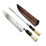 2Pcs Gaucho Style Knife and Sharpening Steel BBQ Set