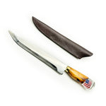 Gaucho Style Knife w/ Wood and Resin Handle USA flag