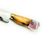 Gaucho Style Knife w/ Wood and Resin Handle USA flag