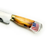 Gaucho Style Knife w/ Wood and Resin Handle USA flag