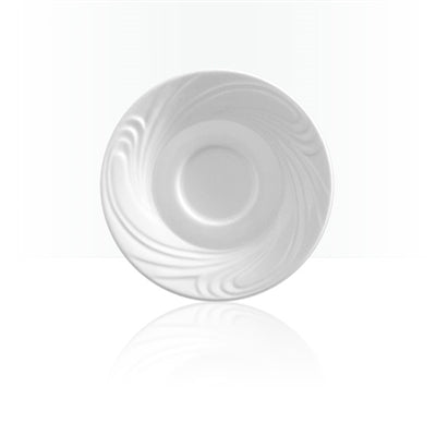 Professional Quality white Waves dinner plate 5 7/8 in by Porcelain Schmidt. With beautiful texture on the edges that resemble the waves of the sea, the Waves model is the perfect match between class and versatility of white porcelain with a modern detail.