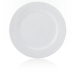 Professional Quality white Waves dinner plate 10 5/8 in by Porcelain Schmidt. With beautiful texture on the edges that resemble the waves of the sea, the Waves model is the perfect match between class and versatility of white porcelain with a modern detail.