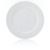 Professional Quality white Waves dinner plate 10 5/8 in by Porcelain Schmidt. With beautiful texture on the edges that resemble the waves of the sea, the Waves model is the perfect match between class and versatility of white porcelain with a modern detail.