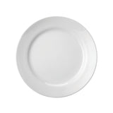 Professional Quality white Cilindrica dinner plate 10 1/4 in by Porcelain Schmidt. With flat plates, the Cilindrica model is perfect for breakfast , room service and coffee shop.