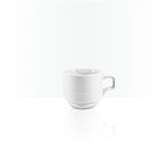 Professional Quality white Saturno Coffee & Tea Cup 6.9 oz - Set 36  by Porcelain Schmidt. The cups are stackable. Perfect for crowded places like steakhouses and self-service. 