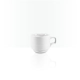 Professional Quality white Saturno Coffee & Tea Cup 6.9 oz - Set 36  by Porcelain Schmidt. The cups are stackable. Perfect for crowded places like steakhouses and self-service. 