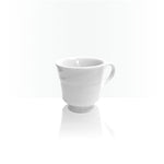 Professional Quality white Waves footed tea cup 6.8 oz by Porcelain Schmidt. With beautiful texture on the edges that resemble the waves of the sea, the Waves model is the perfect match between class and versatility of white porcelain with a modern detail.