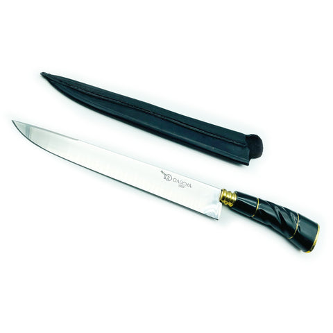 10" Gaucho Style Knife with Lathed and Curved Horn Handle
