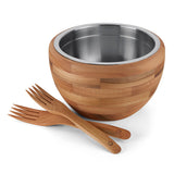 Wooden & Steel Bowl with Servers 1396