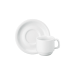 Professional Quality white Tea Saucer 5 3/4 in by Porcelain Schmidt. With flat plates,  the Cilindrica model is  perfect for breakfast , room service and coffee shop.