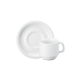 Professional Quality white Cilindrica Coffee & Tea cup 6.8 oz by Porcelain Schmidt. With stackable cups, the Cilindrica model is perfect for breakfast , room service and coffee shop.