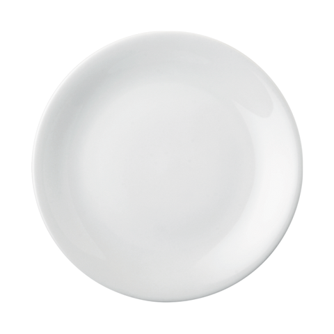 Professional Quality white Voyage Coup Dinner Plate 10 1/4 - Set 24  by Porcelain Schmidt. Flat plates without borders are perfect pieces for hotels and restaurant of Haute Cuisine.