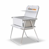 The new Portable BBQ Chair Grill, Churrascadeira, is the perfect solution for you to make your barbecue anywhere, whether at home, at the beach, camping or fishing, providing practicality and a lot of flavor. Features Designed to bake meats, poultry, fish, vegetables, garlic bread an so on. 