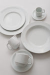 Professional Quality white Cilindrica dinner Pasta plate 11 in by Porcelain Schmidt. With flat plates, the Cilindrica model is perfect for breakfast , room service and coffee shop.