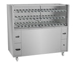  Charcoal BBQ Machine Super 300. The BBQ machine with traditional Scheer rotisserie system, equipment’s length customized according to the customer needs up to 65 skewers with 03 galleries.  Equipment coated in brushed stainless steel that give the equipment more durability, resistance and also hygiene, this BBQ machine leaves our company ready to be used, already with the refractory bricks and thermal insulation. 
