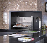 Brick wall Automatic Parrilla Grill Scheer is based on the Porteño tradition of grilling, with the patented design and technology of Scheer allowing the motorized control of height to regulate heating. The motorized Lift Grill that goes up and down automatically by the push of a button adjusts the grill according to the intensity of fire. The height setting and heat intensity is directly connected to the preparation, finishing mode and desired tasting point.