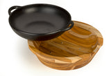 Round Serving Board with Cast Iron Pan