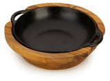 Round Serving Board with Cast Iron Pan