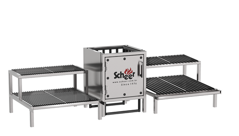 The Scheer Charcoal Parrilla 623 is made with grill modules and fire lighter to be installed on top of the brick construction.
