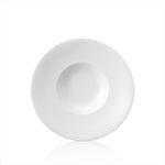 Professional Quality white Risotto Plate 8 1/4 in - Set 12 by Porcelana Schmidt. A great classic, the plates are round and have a small base.
